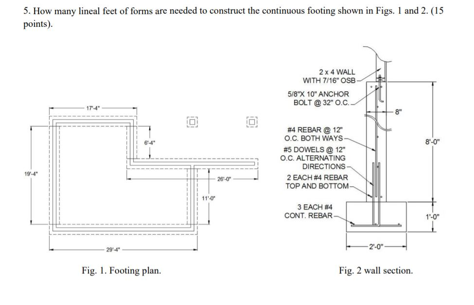 Solved 5. How many lineal feet of forms are needed to