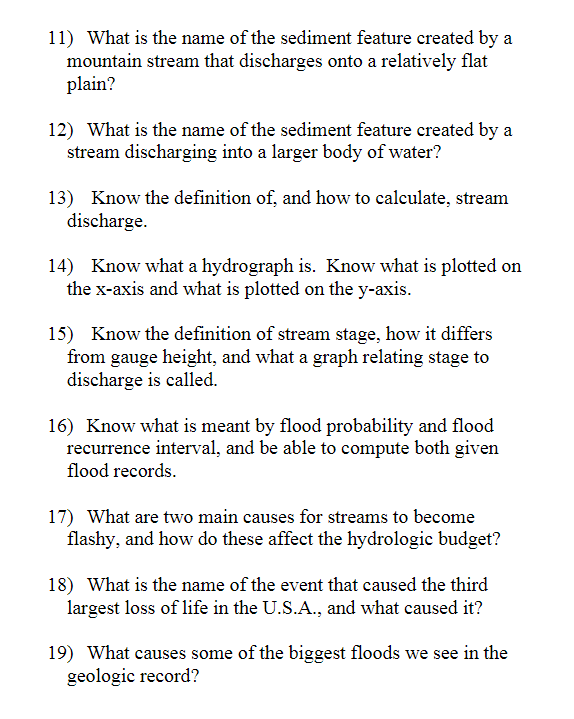 Solved 1) What does the term stream mean to a geologist?