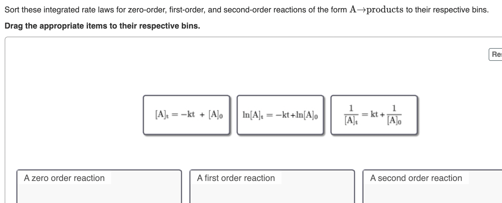 Solved Sort These Integrated Rate Laws For Zero-order, | Chegg.com