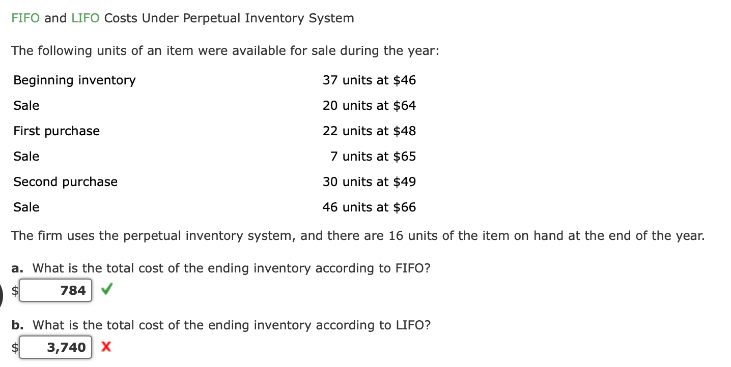 Solved FIFO and LIFO Costs Under Perpetual Inventory System | Chegg.com