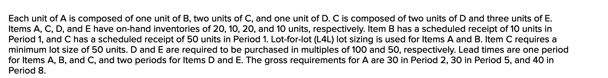 Solved Each Unit Of A Is Composed Of One Unit Of B, Two | Chegg.com