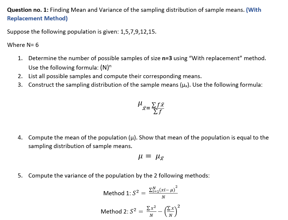 Find mean and variance of the sampling distribution | Chegg.com