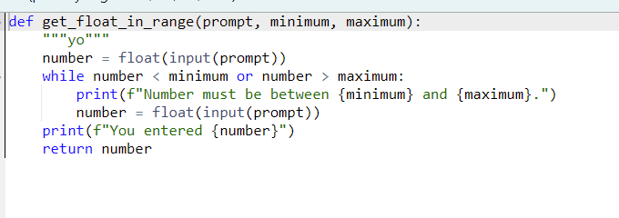 Solved def get_float_in_range (prompt, minimum, maximum): | Chegg.com