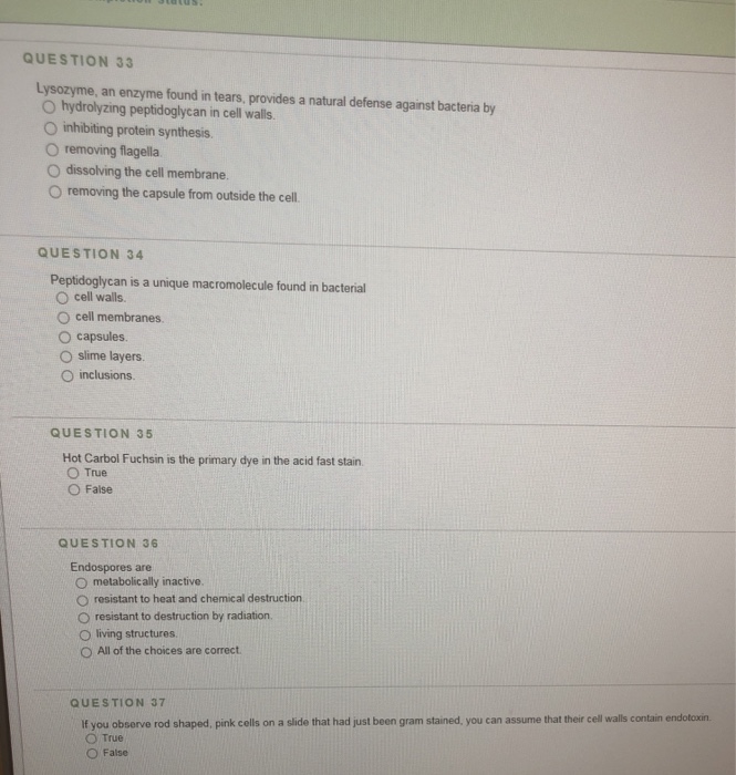 Solved QUESTION 33 Lysozyme, an enzyme found in tears, | Chegg.com