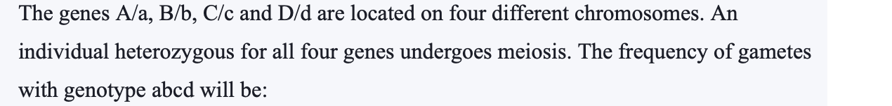 Solved The Genes A/a, B/b, C/c And D/d Are Located On Four | Chegg.com