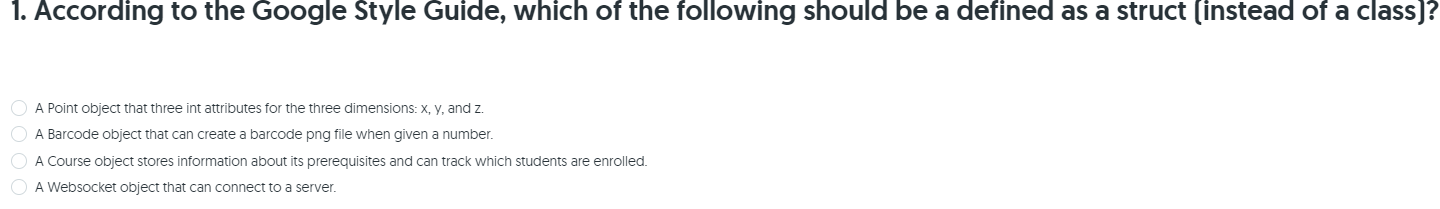 Solved 1. According to the Google Style Guide, which of the | Chegg.com