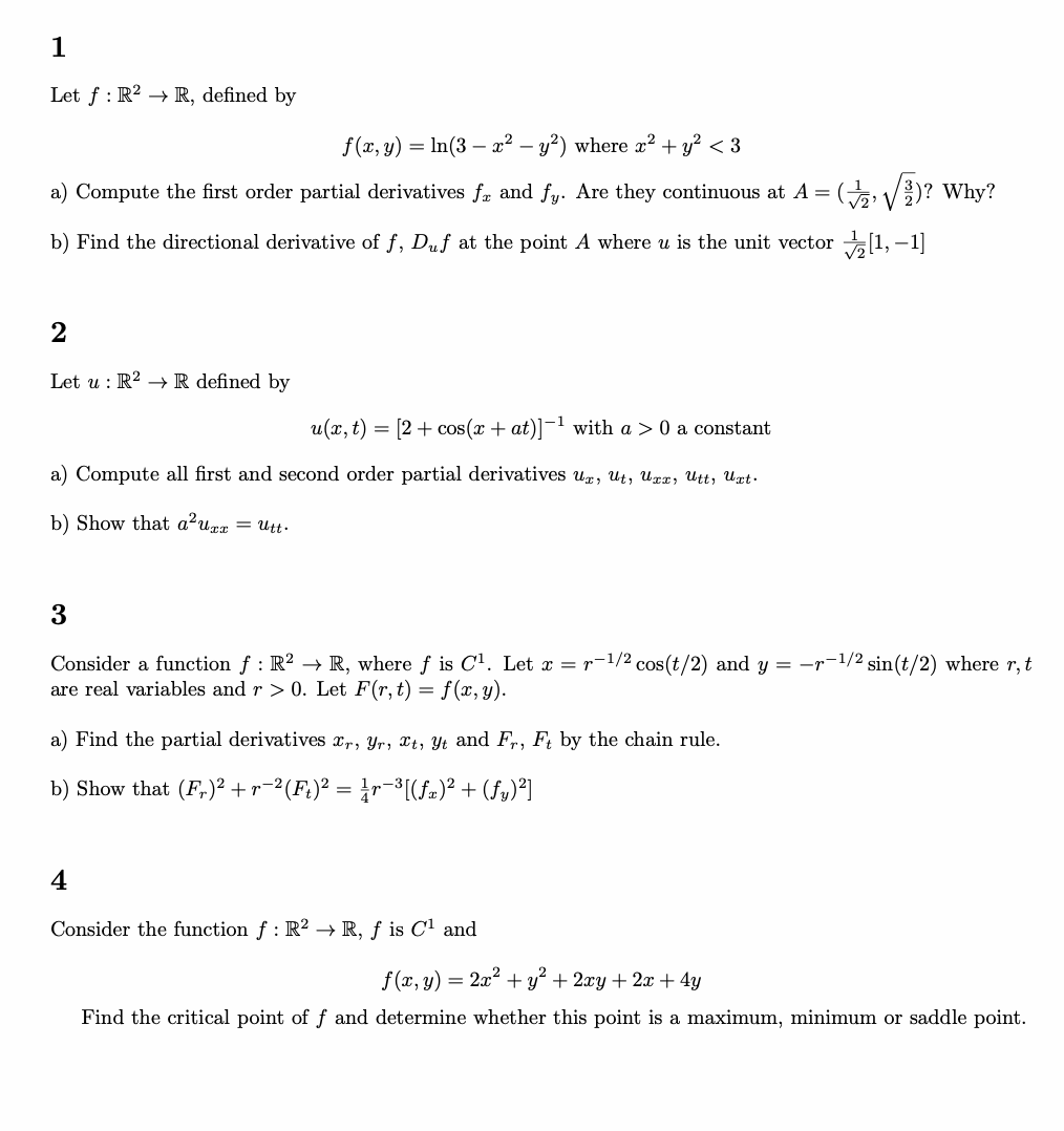 Solved Let F R2 R Defined By F X Y Ln 3 X2 Y Chegg Com