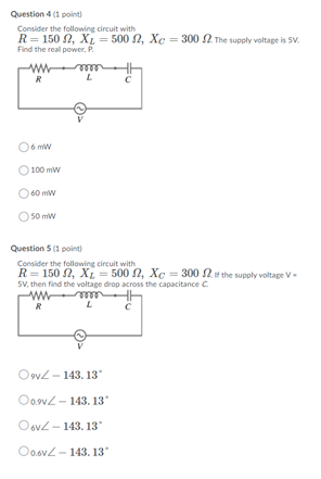 Solved Question 4 (1 Point) Consider The Following Circuit | Chegg.com