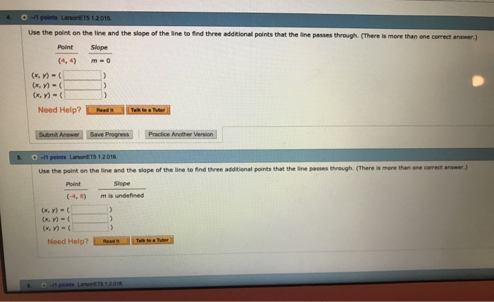 Solved O-1 points LarsonET5 1.2015. Use the point on the | Chegg.com