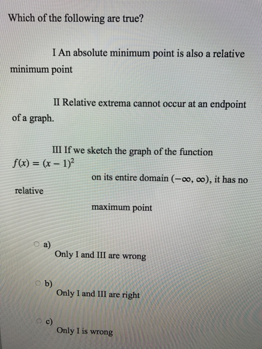 Solved Which of the following are true? I An absolute | Chegg.com