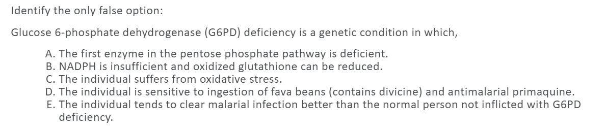 glutathione cream uses Solved Identify the only false option: Glucose 6-phosphate