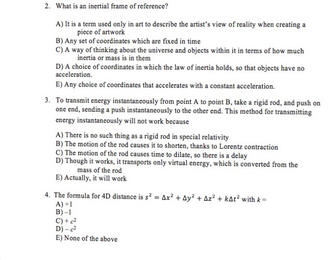 Solved 2. What is an inertial frame of reference? A) It is a | Chegg.com