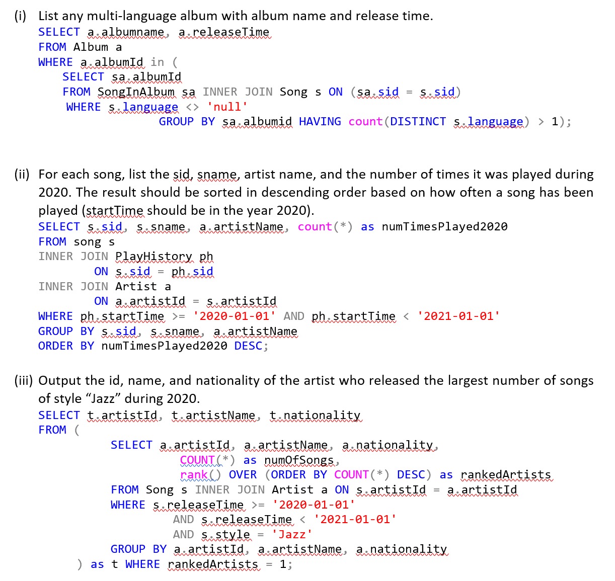 Solved I have already written the SQL Queries. Can anyone | Chegg.com
