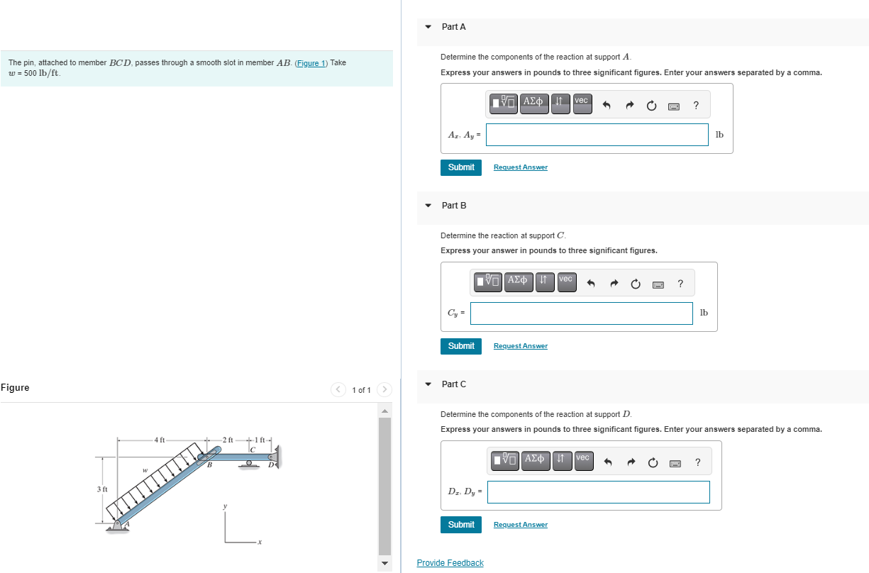 Solved The Pin, Attached To Member BCD, Passes Through A | Chegg.com