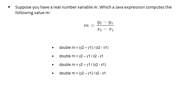 Solved Suppose you have a real number variable m. Which a | Chegg.com