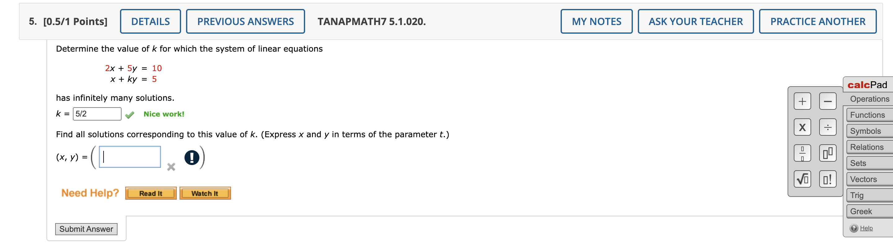 Solved Determine the value of k for which the system of | Chegg.com