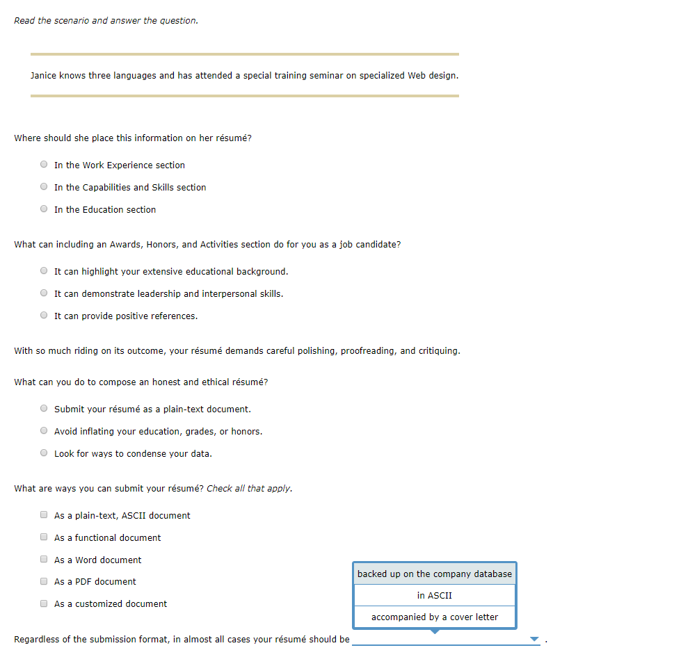 Solved Read The Scenario And Answer The Question. Janice | Chegg.com