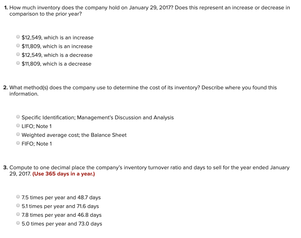 Solved 1. How much inventory does the company hold on