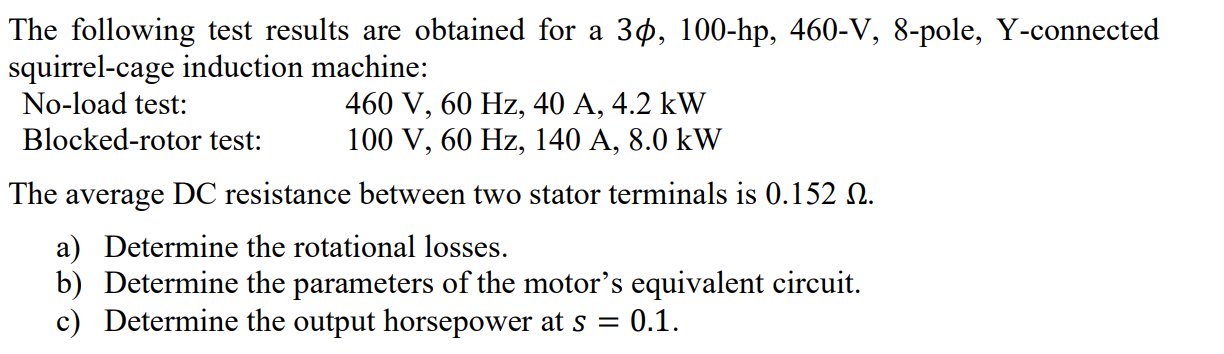 Solved The following test results are obtained for a | Chegg.com