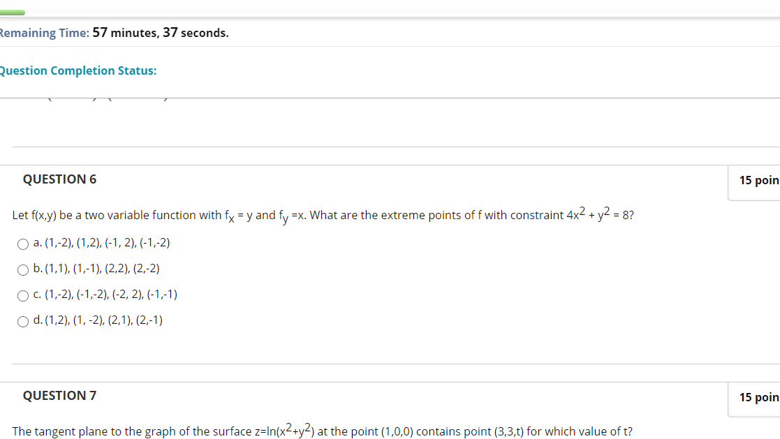 Solved Remaining Time: 57 minutes, 37 seconds. Question | Chegg.com