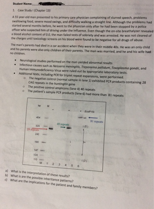 Solved Student 1. Case StudyI(Chapter 13) A 55 year-old man | Chegg.com