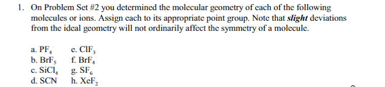 Solved 1. On Problem Set \#2 you determined the molecular | Chegg.com