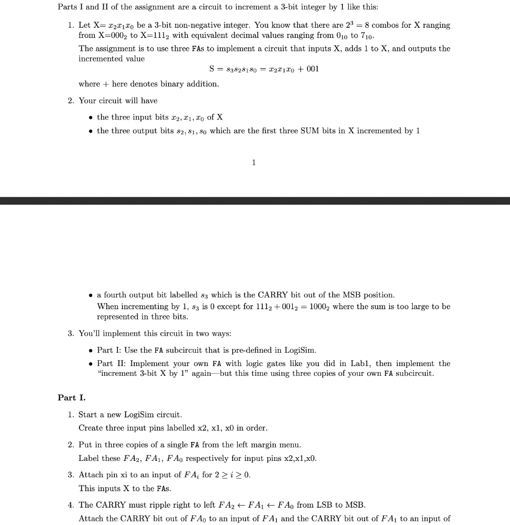 Solved Parts I and II of the assignment are a circuit to | Chegg.com