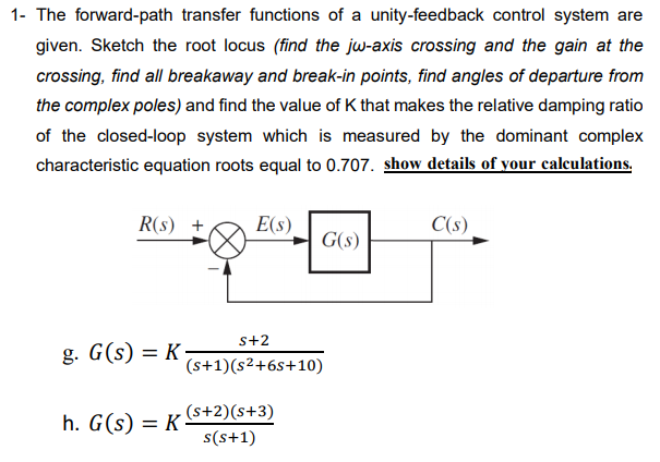 Solved 1- The Forward-path Transfer Functions Of A | Chegg.com