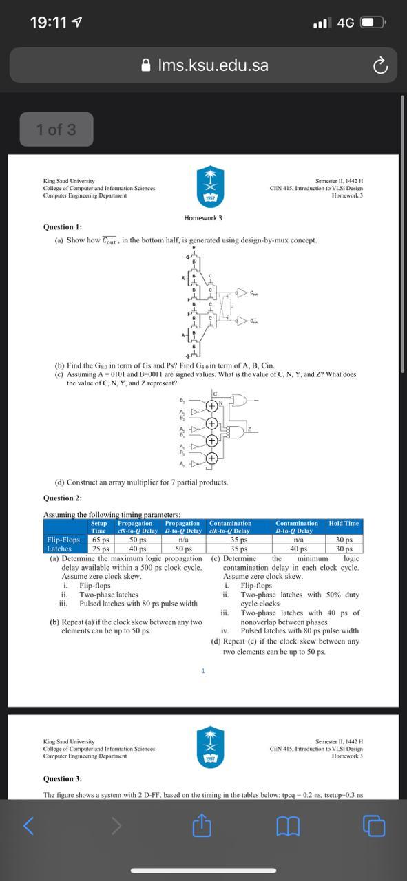 Solved 19 117 Il 4g Ims Ksu Edu Sa 1 Of 3 十 King Saud Un Chegg Com