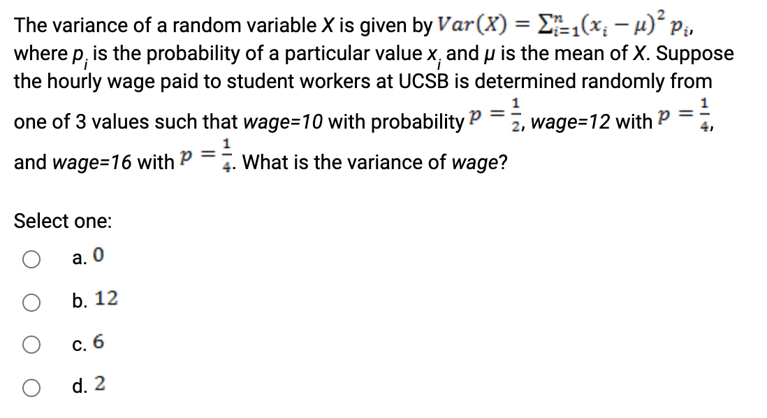 Solved The variance of a random variable X is given by | Chegg.com