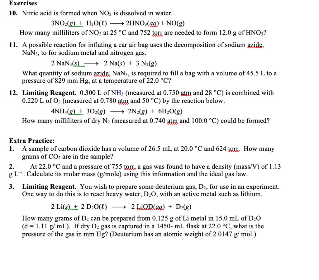 Solved Exercises 10. Nitric acid is formed when NO2 is