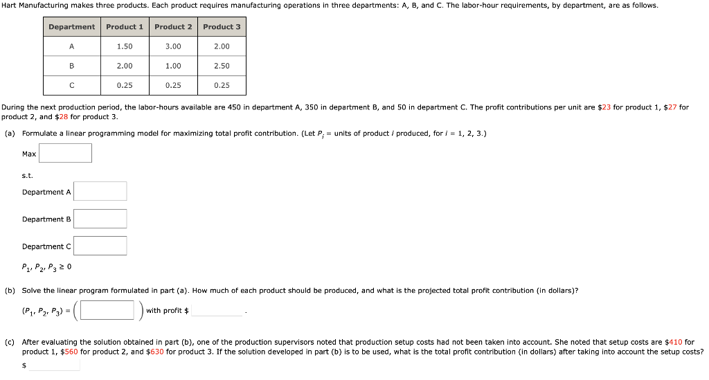 Solved product 2 , and $28 for product 3 . (a) Formulate a | Chegg.com