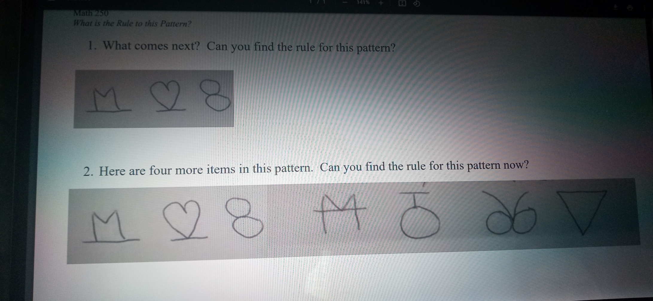 complete the pattern and find the rule 1 2 4 7 11