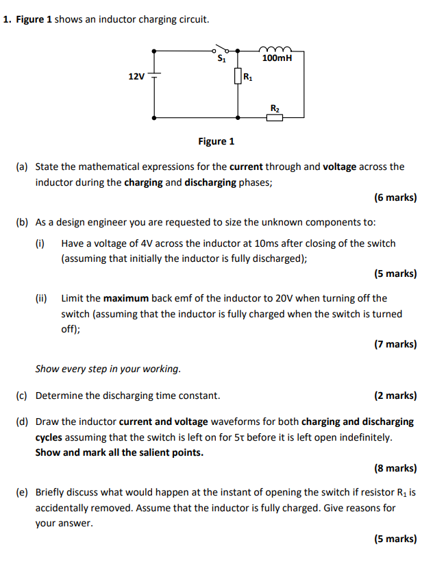 Solved Figure 1 ﻿shows an inductor charging circuit.(a) | Chegg.com