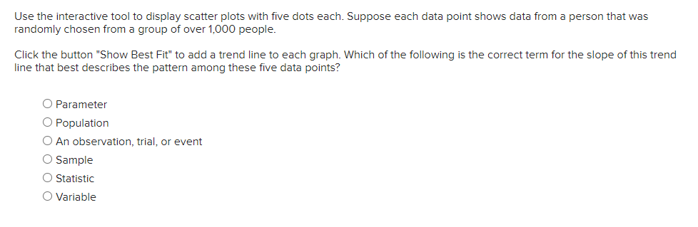 Solved Use the interactive tool to display scatter plots | Chegg.com