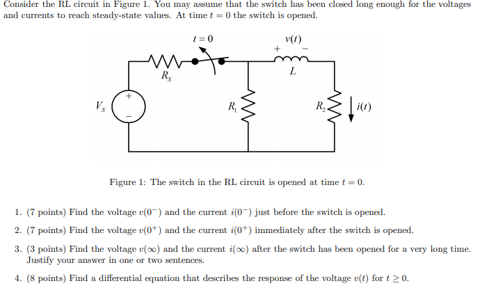 Solved Consider the RL circuit in Figure 1. You may assume | Chegg.com