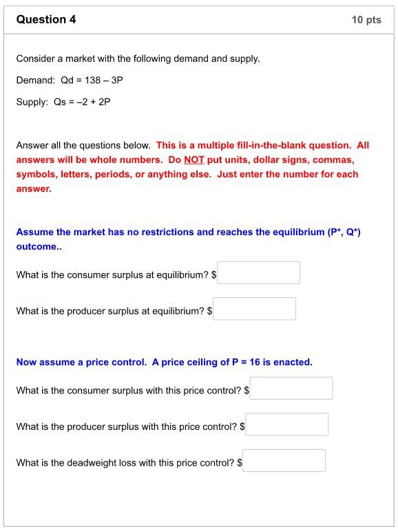 Solved Consider a market with the following demand and | Chegg.com