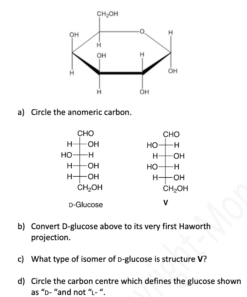 Solved Ch2oh O Oh N H Oh H H Oh H Oh A Circle The Anome Chegg Com