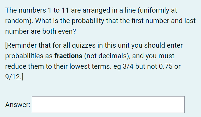 Solved The numbers 1 to 11 are arranged in a line (uniformly | Chegg.com