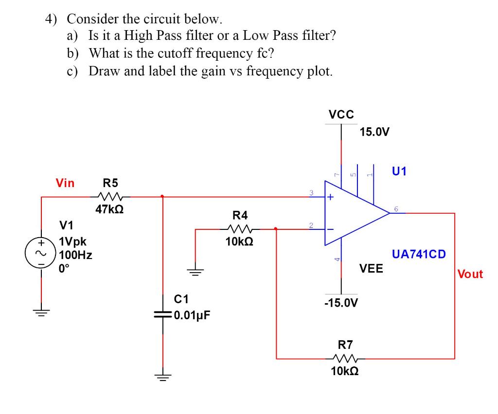 Solved 4) Consider the circuit below. a) Is it a High Pass | Chegg.com