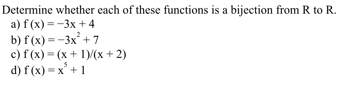 Solved Determine Whether Each Of These Functions Is A 9817