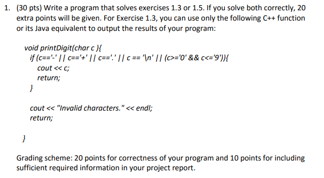 Solved 1. (30 pts) Write a program that solves exercises 1.3 | Chegg.com