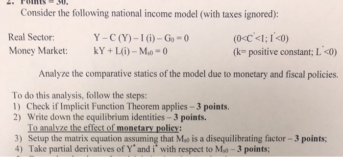 Solved Consider the following national income model (with | Chegg.com