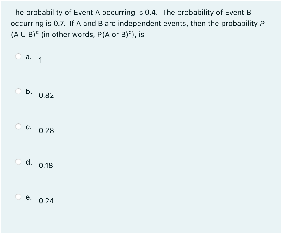 probability of event a or b occurring