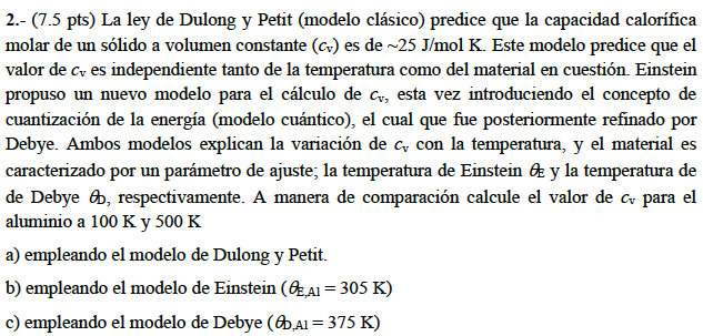 Solved English Dulong and Petit's law (classical model) 