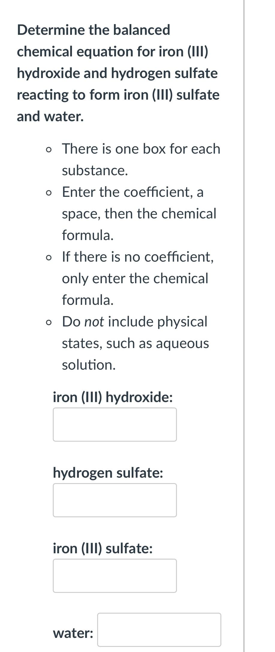 Solved Determine the balanced chemical equation for iron