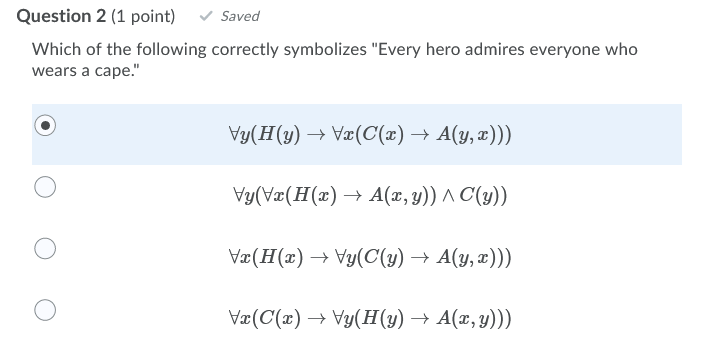 Solved Question 2 1 Point Saved Which Of The Following Chegg Com