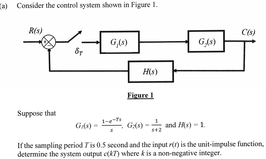 Solved a) Consider the control system shown in Figure 1. | Chegg.com