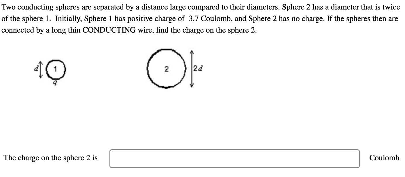 Solved Two Conducting Spheres Are Separated By A Distance | Chegg.com