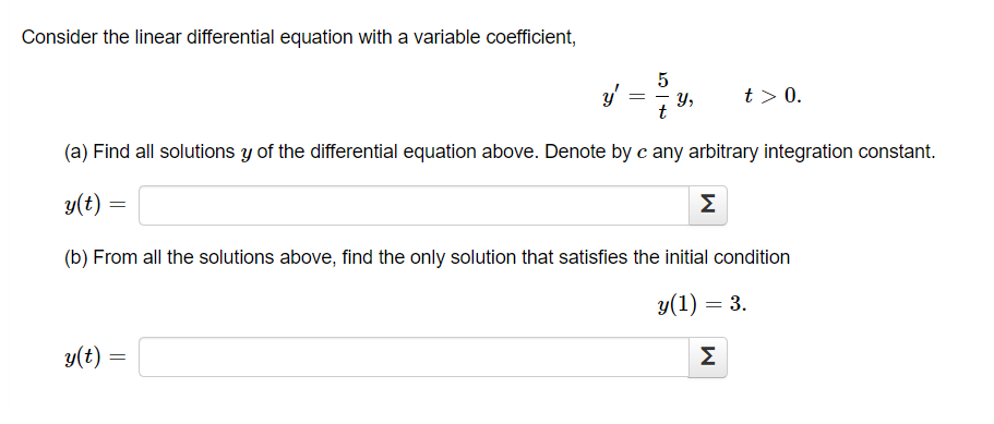 Solved Consider the linear differential equation with a | Chegg.com